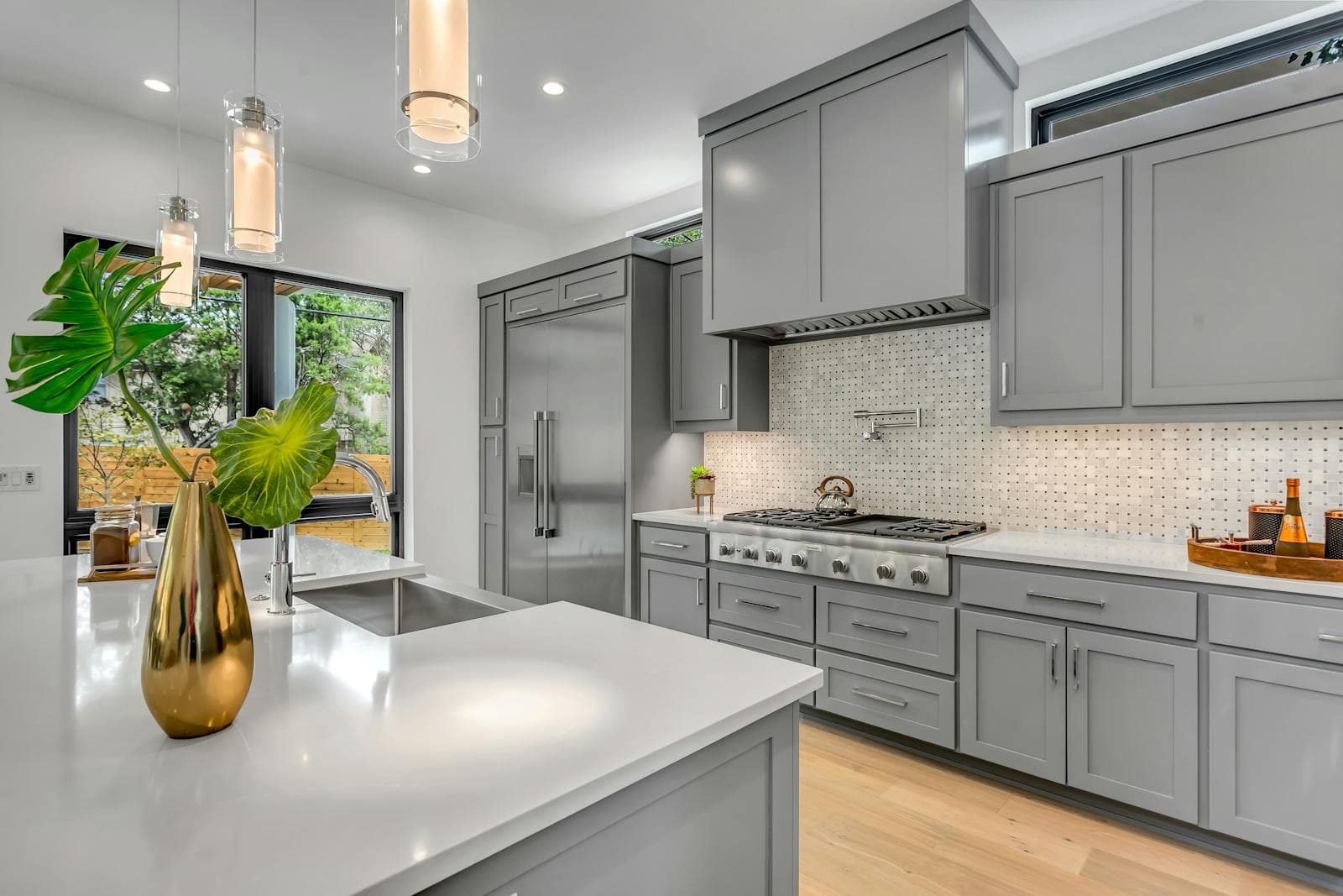 Shaker, flat-panel, and inset kitchen cabinet door styles in a Vancouver, WA Pacific Northwest kitchen remodel