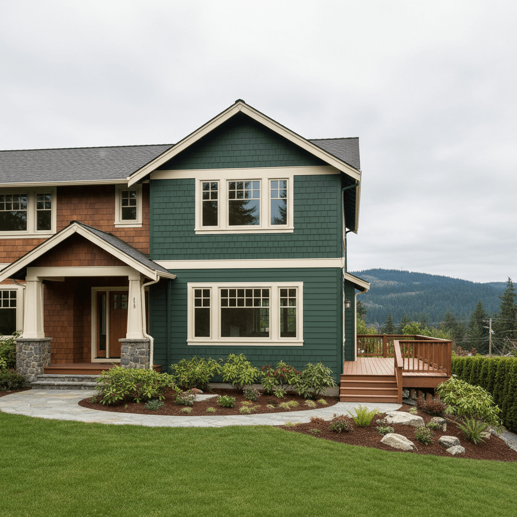 Dormer addition under construction on a Vancouver, WA home with shed and gable rooflines